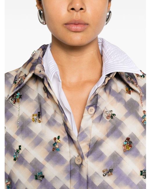 Dries Van Noten White Cartan Silk Blend Shirt