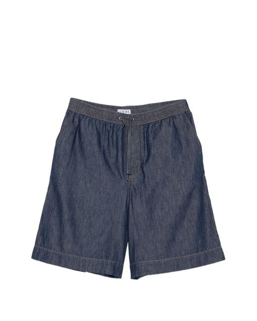 Loewe Blue Anagram Denim Shorts for men
