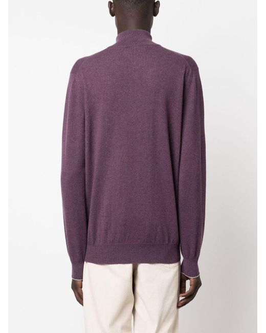 Brunello Cucinelli Purple Fine-knit Cashmere Jumper for men
