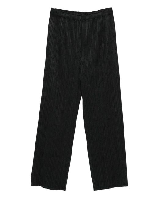 Pleats Please Issey Miyake Black Pleated Straight Trousers
