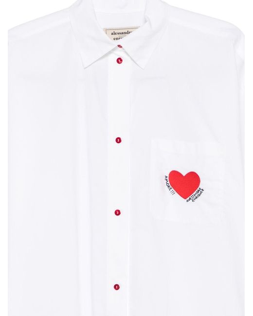 ALESSANDRO ENRIQUEZ White Heart Cotton Shirt