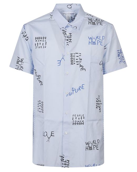 Comme des Garçons Blue Shirt With All-Over Print for men