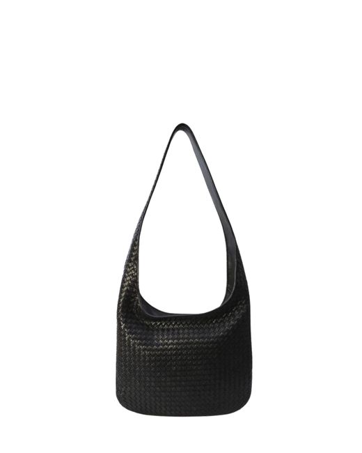 Bottega Veneta Black Barided Leather Shoulder Bag for men