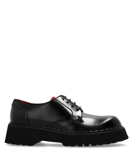 Gucci Black Ribbon-Stripe Leather Derby Shoes for men