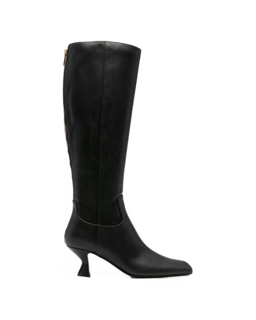 Sergio Rossi Black Leather Heel Boots