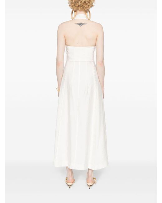Cult Gaia White Halterneck Textured Maxi Dress