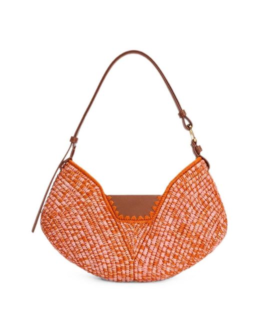 Loewe Orange Swing Medium Rafia Shoulder Bag
