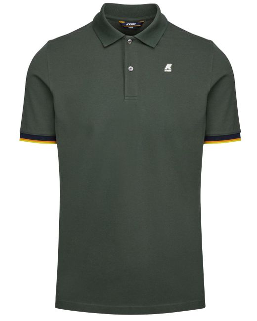 K-Way Green Polo Shirt With Logo for men