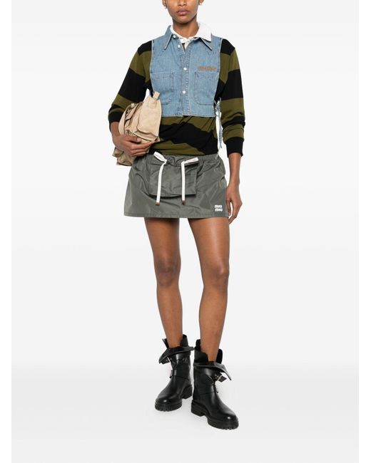 Miu Miu Gray Logo Mini Skirt