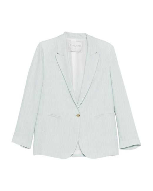 Forte_forte White Linen Single-Breasted Jacket