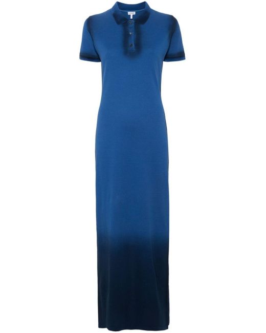 Loewe Blue Anagram-embroidered Ombré Polo Dress