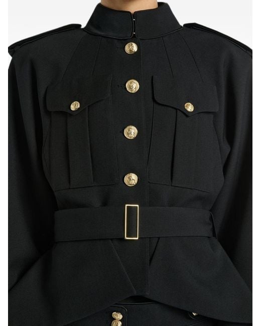 Balmain Black Wool Belted Jacket