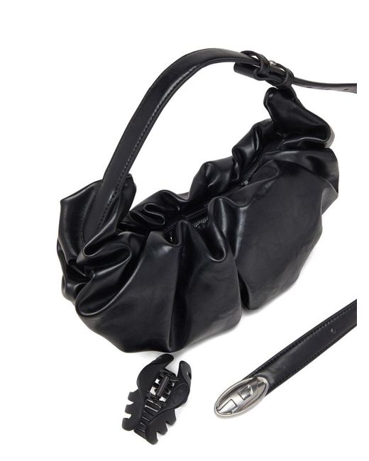 DIESEL Black Grab Small Hobo Bag
