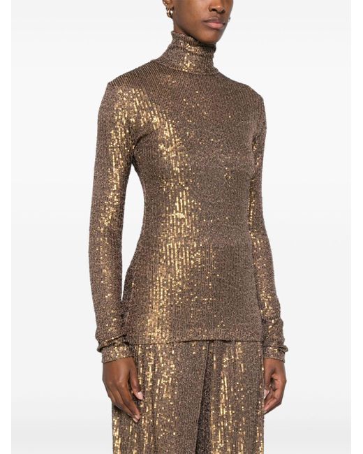 Norma Kamali Brown Turtle-Neck Top