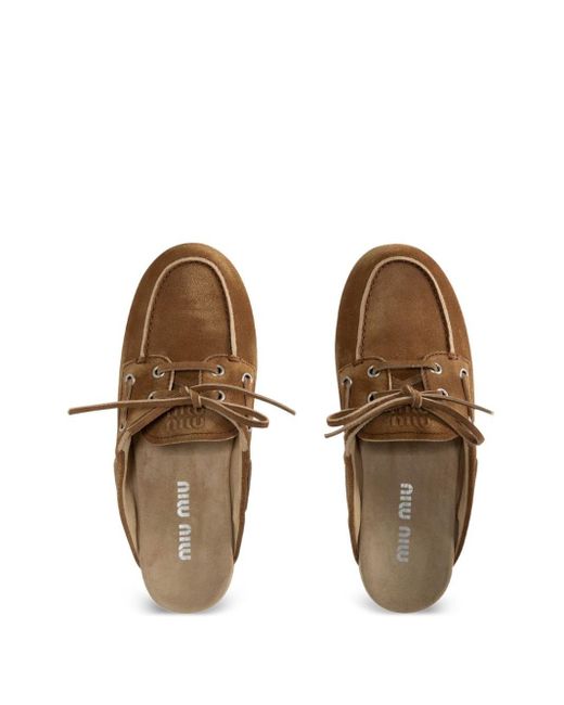 Miu Miu Brown Suede Leather Slippers