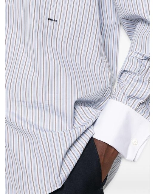Prada White Striped Cotton Shirt