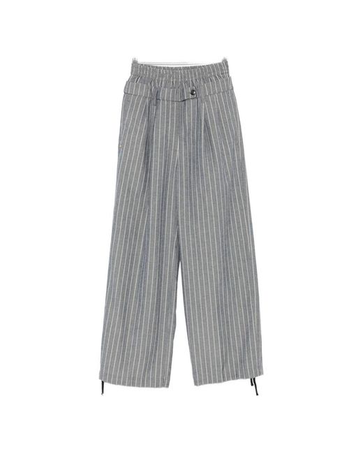 White Sand Gray Linen Blend Trousers