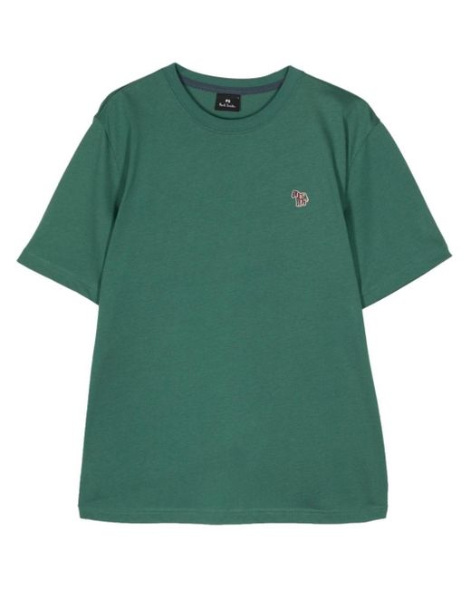 PS by Paul Smith Green Zebra-logo Organic-cotton T-shirt for men