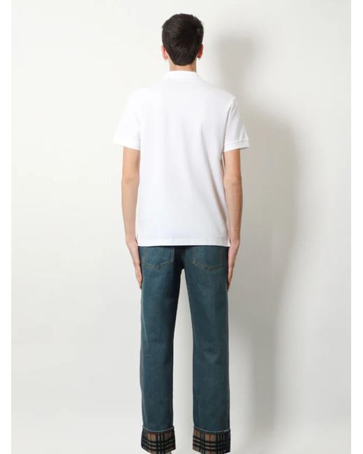 Burberry White Jersey Polo Shirt for men