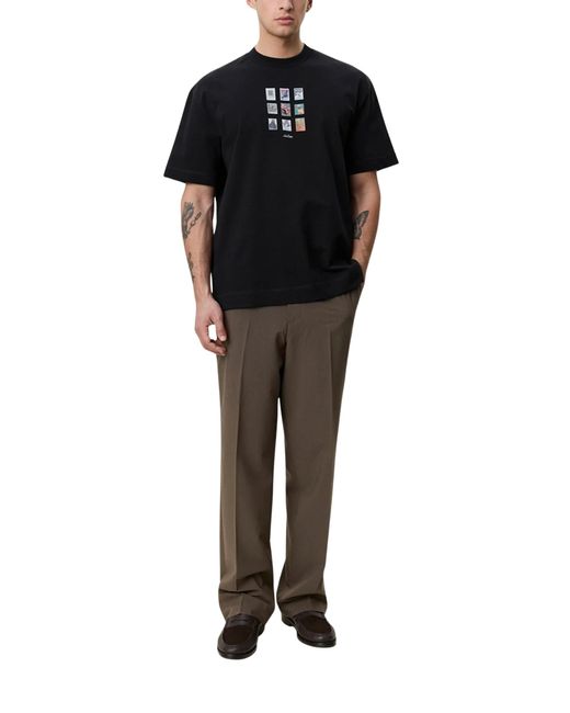 Les Deux Black Graphic-Print T-Shirt for men
