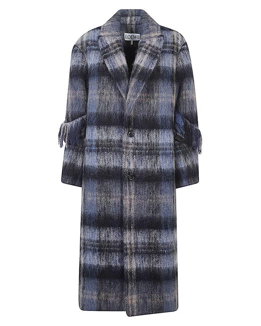 Loewe Blue Wool Single-Breasted Coat