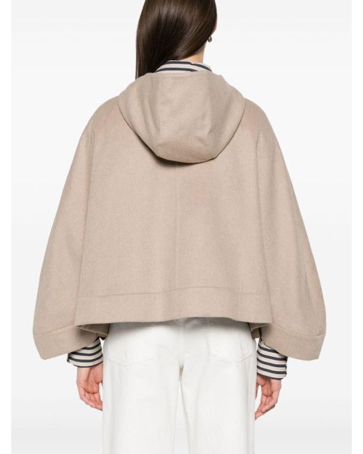 Max Mara Natural Wool Hooded Cape