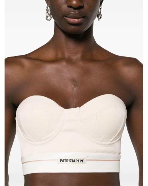 Patrizia Pepe Natural Logo-patch Tailored Bustier Top