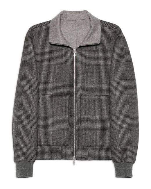 Brunello Cucinelli Gray Cashmere Bomber Jacket for men