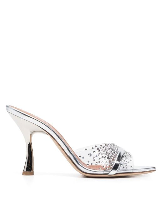 Malone Souliers Leather Julia Heel Sandals in Silver (Metallic) | Lyst UK