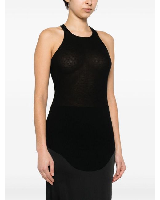 Rick Owens Black Basic Ribbed Tank Top