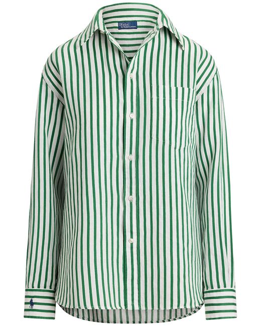 Polo Ralph Lauren Green Striped Linen Shirt