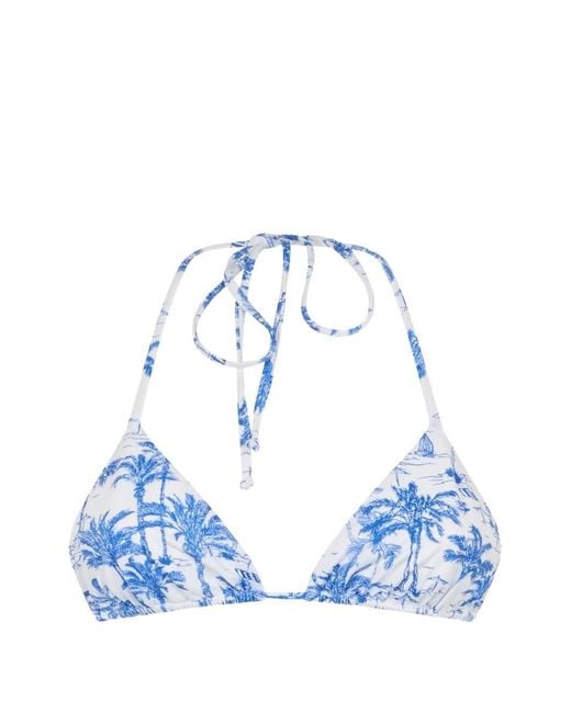 Mc2 Saint Barth Blue Triangle Cup Halterneck Swim Top