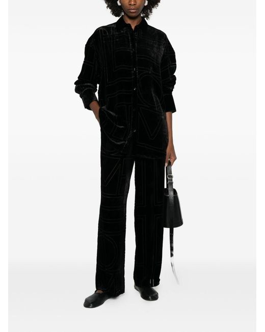 Totême Black Monogram Pajama Shirt