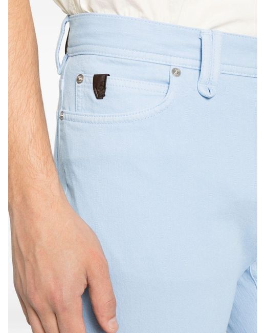 Brioni Blue Five-Pocket Logo-Patch Jeans for men