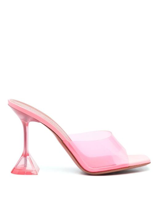AMINA MUADDI Lupita Glass Mule Heel Sandals in Violet (Pink) - Save 24% ...