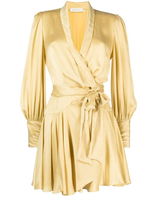 Zimmermann Yellow Silk Wrap Minidress