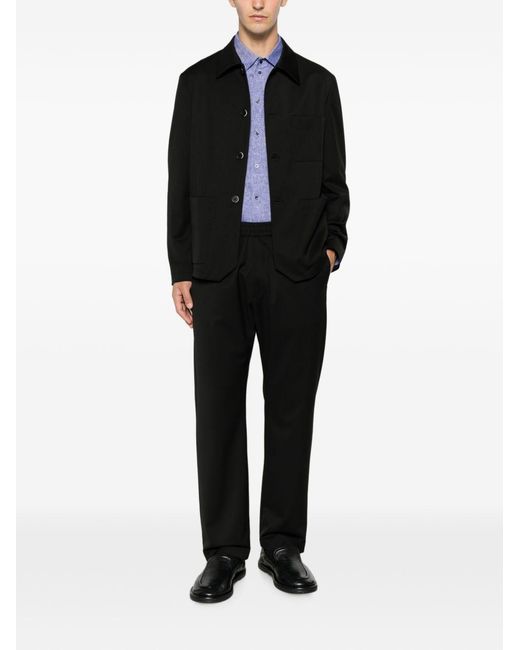 Emporio Armani Purple Logo-Embroidered Buttoned Shirt for men