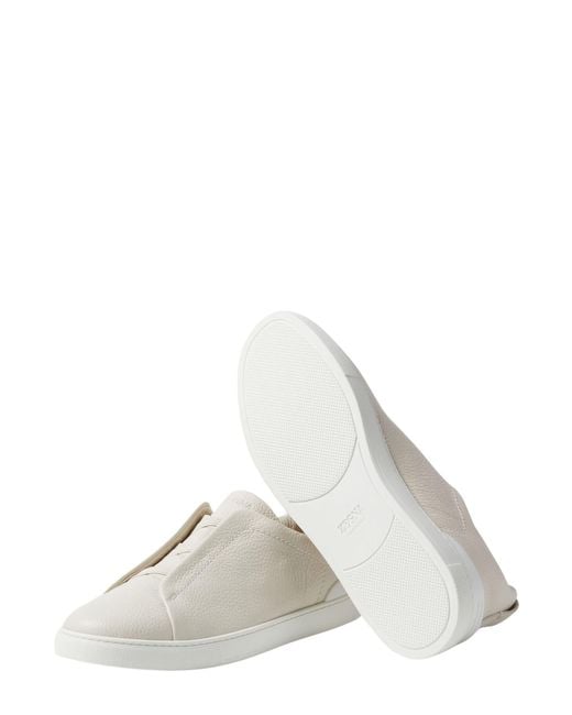 Zegna White Triple Stitch Sneaker for men
