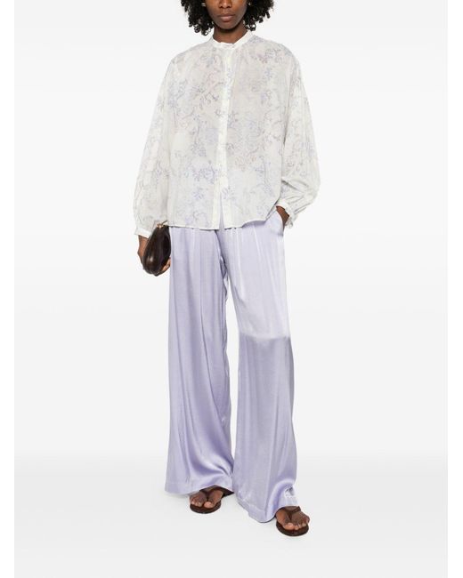 Forte_forte Purple Silk Satin Trousers