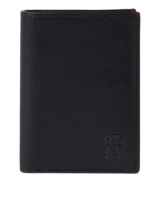 Brunello Cucinelli Black Leather Passport Case for men