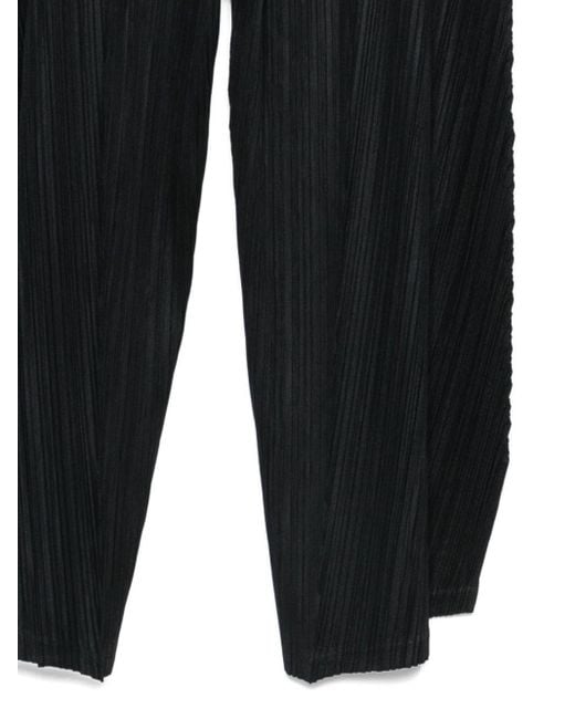 Pleats Please Issey Miyake Black Pleated Wide-Leg Trousers