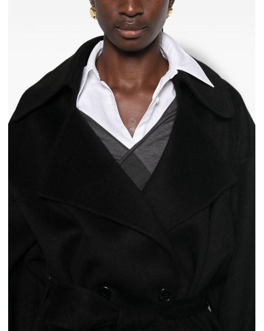 Frankie Shop Black Issen Wool Blend Long Coat