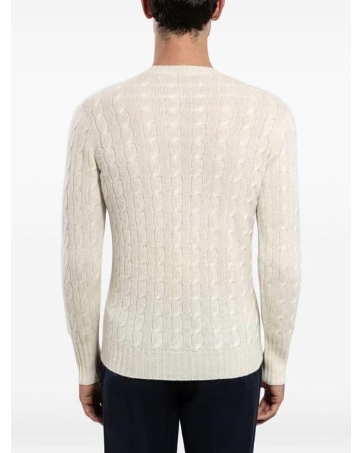 Drumohr Natural Wool Sweater With Cables for men