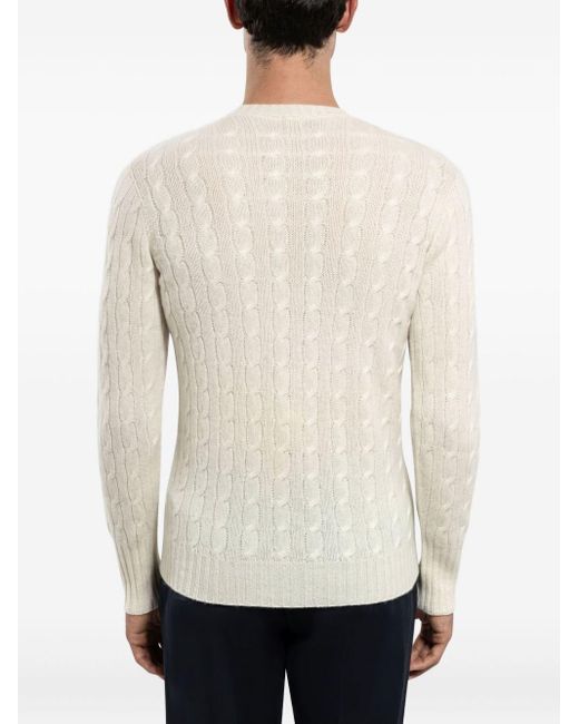 Drumohr Natural Wool Sweater With Cables for men