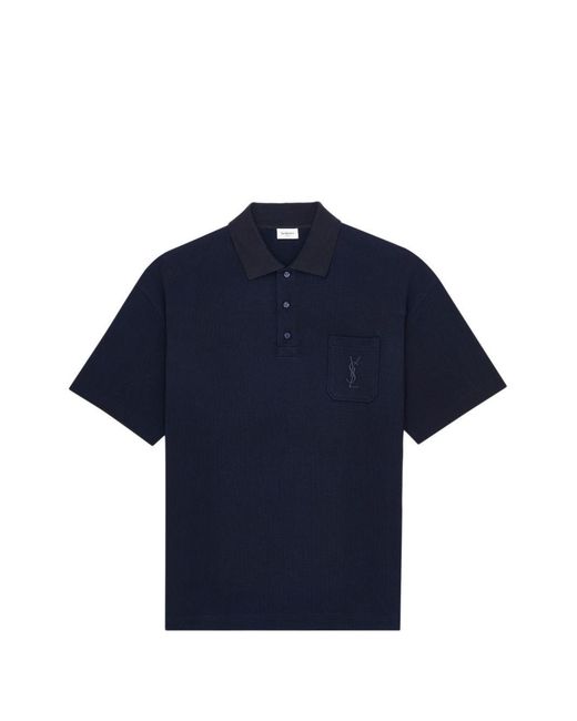 Saint Laurent Blue Cotton Polo Shirt for men