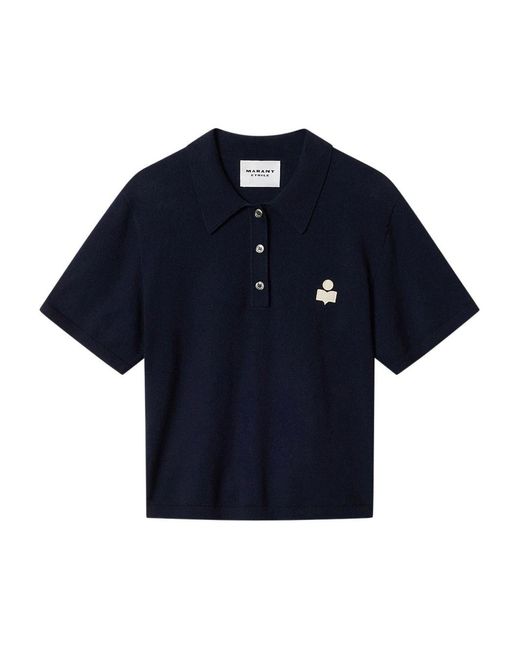 Isabel Marant Blue Wool And Cotton Polo Shirt