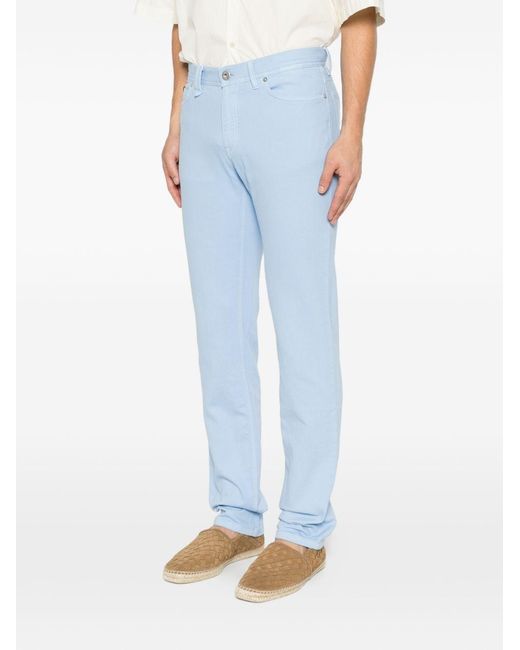 Brioni Blue Five-Pocket Logo-Patch Jeans for men