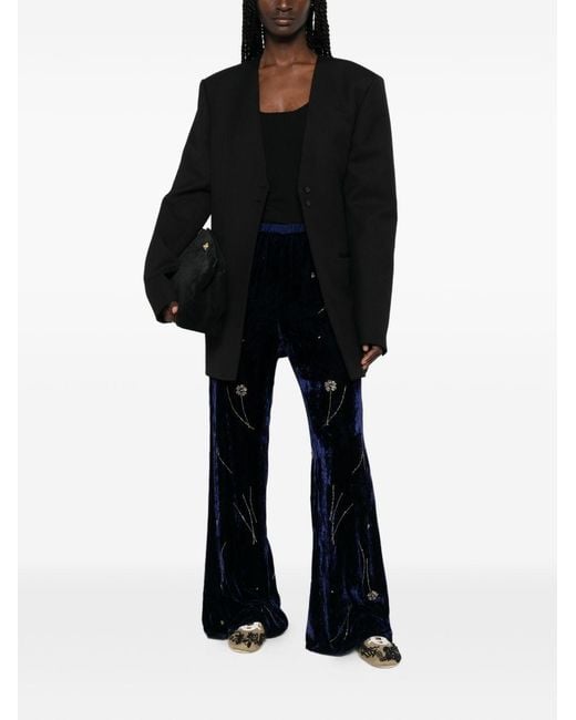 Forte_forte Black Embroidered Velvet Trousers