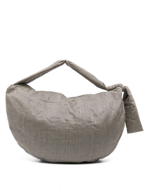 Alysi Gray Large Striped Shoulder Bag