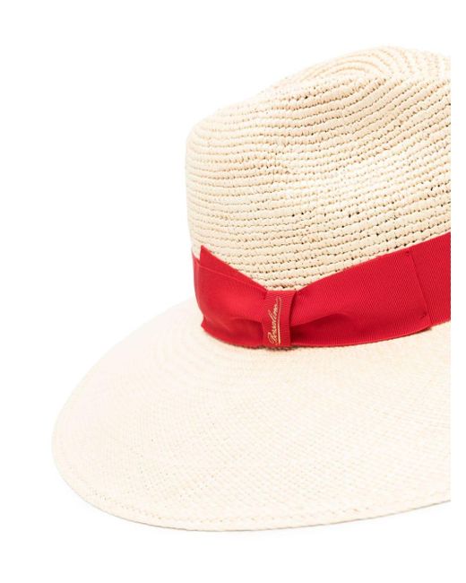 Borsalino Red Side-bow Straw Sun Hat